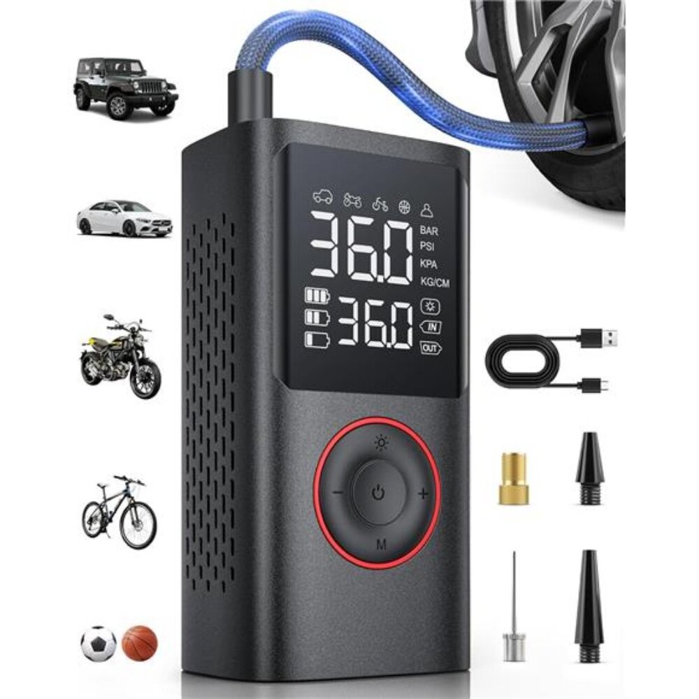 Tire Inflator Portable Air Compressor, 150 PSI Cordless Bike Pump, Air Pump